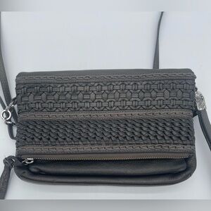 Brighton Crossbody Purse/Bag - Soft Pebble Leather - Pewter Weave